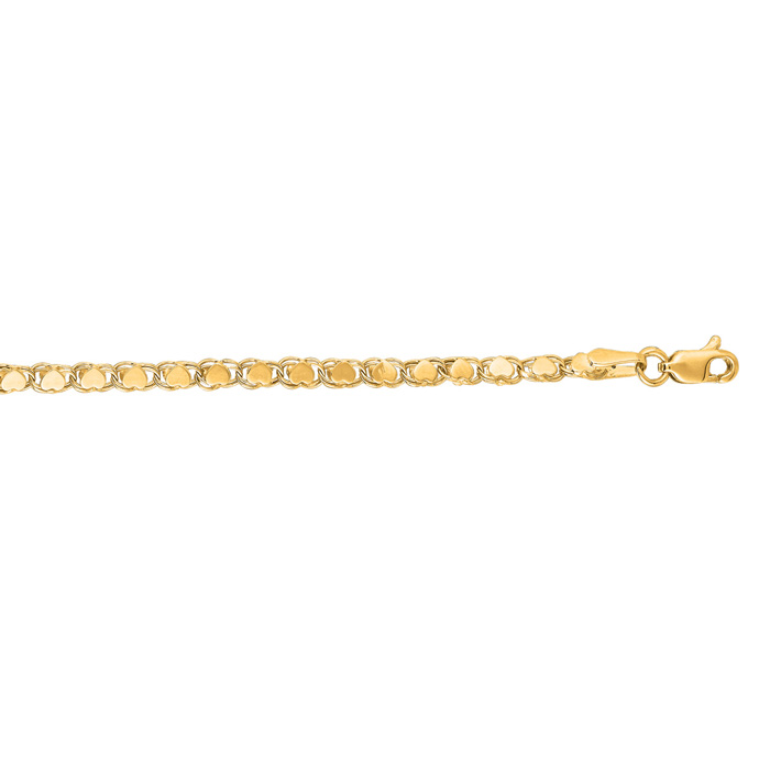 14K Yellow Gold (2.80 g) 2.9mm 7 Inch Heart Chain Bracelet by SuperJeweler