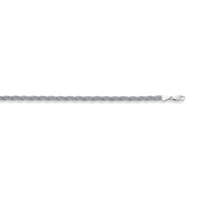 14K White Gold (5.9 G) 3.5mm 18 Inch Braided Fox Chain Necklace By SuperJeweler