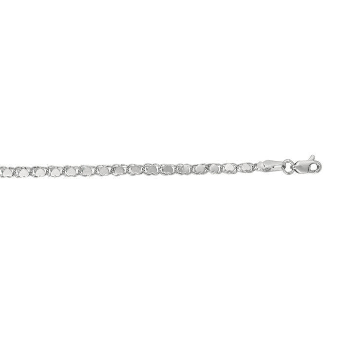 14K White Gold (3 g) 2.9mm 7 Inch Heart Chain Bracelet by SuperJeweler