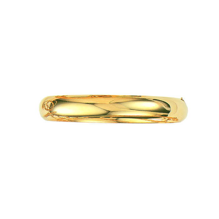 14K Yellow Gold (14.50 g) 10.0mm 8 Inch Plain Shiny Round Dome Classic Bangle Bracelet by SuperJeweler