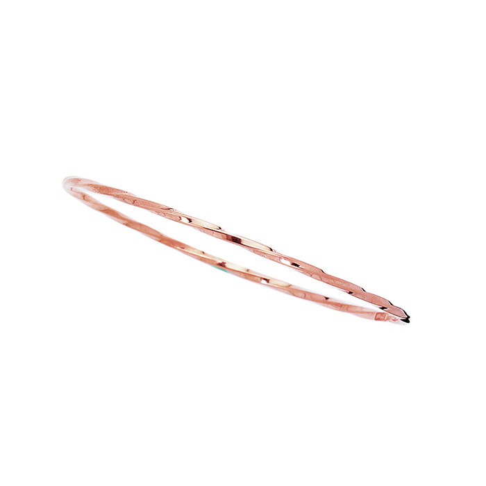 14K Rose Gold (3 g) 2.50mm 8 Inch Shiny Twisted Round Tube Stackable Bangle Bracelet by SuperJeweler