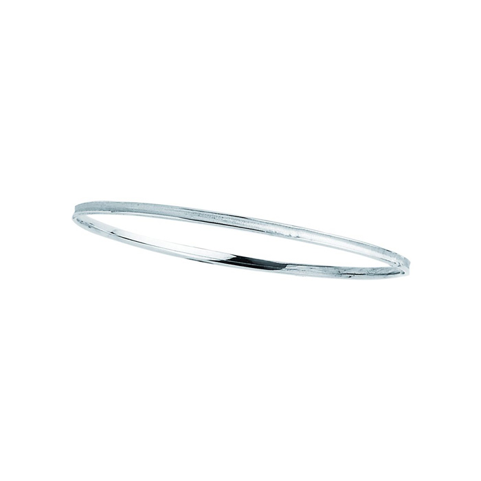 14K White Gold (2.30 G) 3.15mm 8 Inch Shiny Round Concave Stackable Bangle Bracelet By SuperJeweler