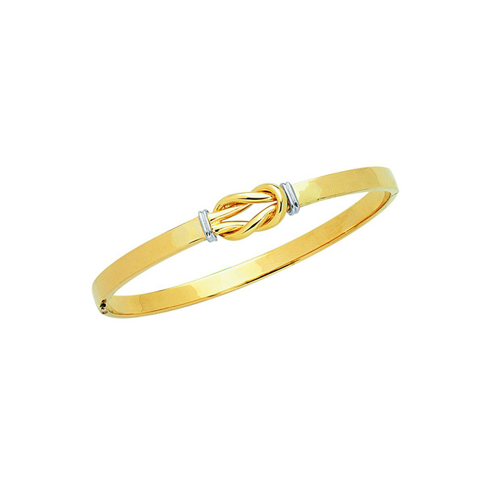 14K Yellow & White Gold (6.90 g) 4.75mm 7 Inch Shiny Loop-Top Fancy Bangle Bracelet by SuperJeweler