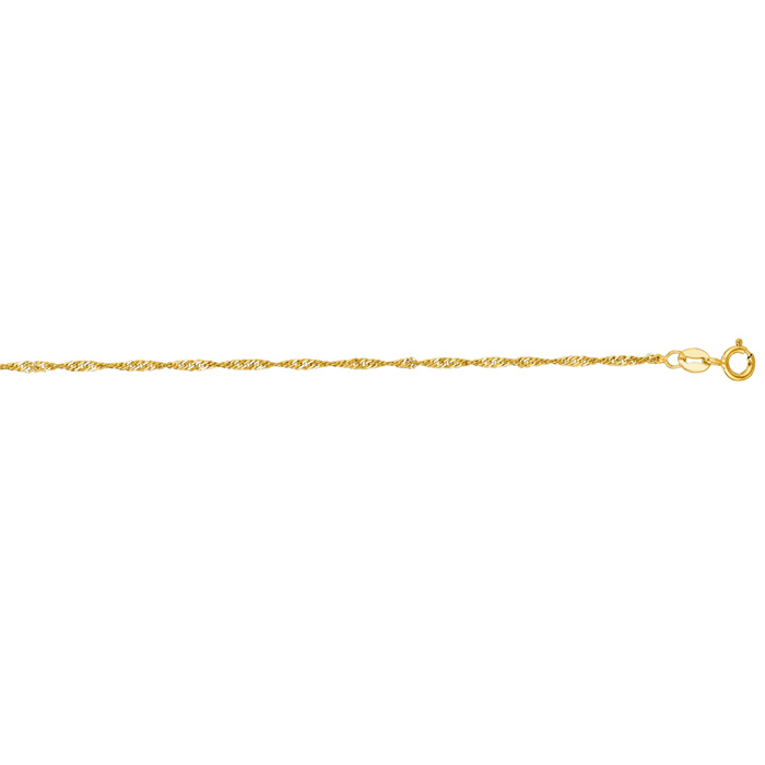 14K Yellow Gold (0.90 g) 1.5mm 10 Inch Shiny Diamond Cut Singapore Chain Necklace Anklet by SuperJeweler