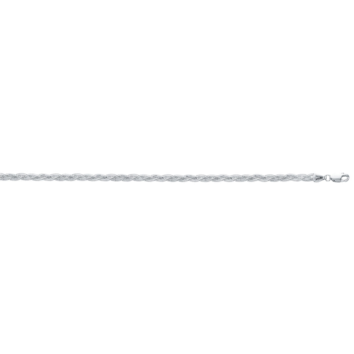 14K White Gold (3.70 g) 3.5mm 10 Inch Diamond Cut Braided Fox Chain Necklace Anklet by SuperJeweler