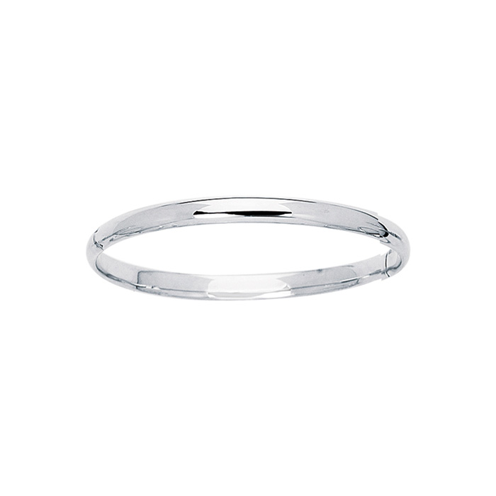 14K White Gold (3.10 g) 5.5mm 5.50 Inch Children's All Shiny Bangle Bracelet by SuperJeweler