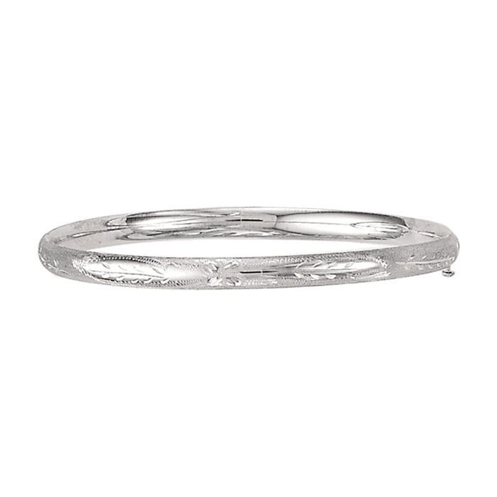 14K White Gold (3.80 g) 5.0mm 5.50 Inch Children's Florentine Round Dome Classic Bangle Bracelet by SuperJeweler