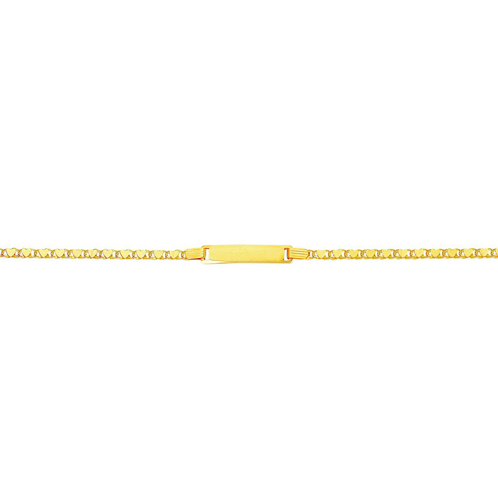 14K Yellow Gold (3.10 g) 6 Inch Children's Shiny Heart Link ID Chain Bracelet by SuperJeweler