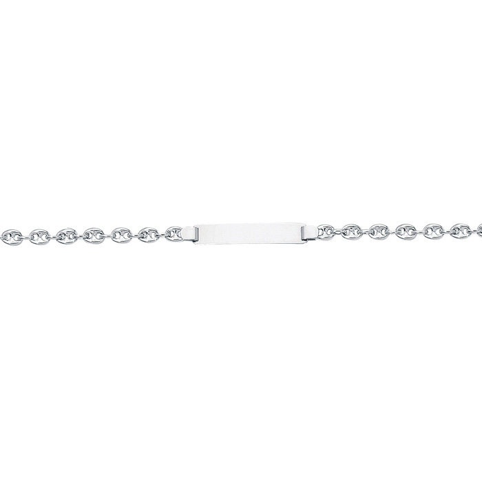 14K White Gold (3.80 g) 6 Inch Children's Shiny Puffed Mariner Link ID Chain Bracelet by SuperJeweler