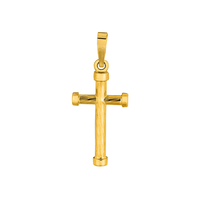 14K Yellow Gold (0.90 g) Shiny Small Fancy Cross Pendant Necklace by SuperJeweler