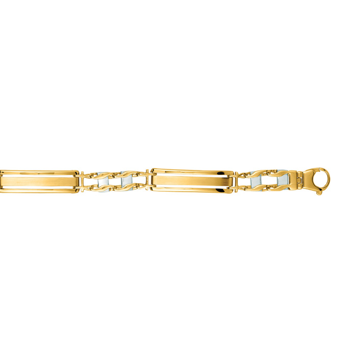 14K Yellow & White Gold (13.40 g) 8.25 Inch Shiny Men's Fancy Chain Bracelet by SuperJeweler