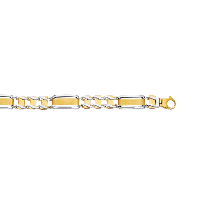 14K Yellow & White Gold (17.90 g) 8.5 Inch Shiny Railroad Type Men's Rolex Chain Bracelet by SuperJeweler