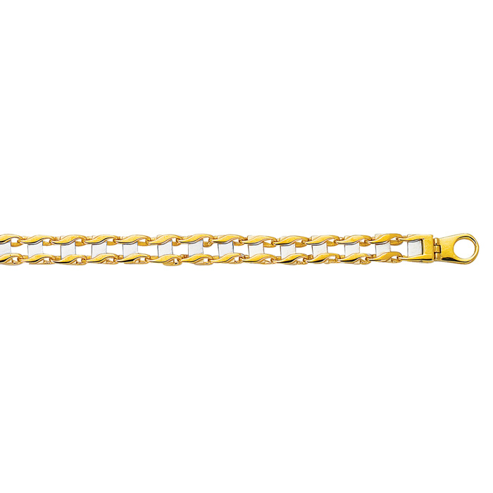 14K Yellow & White Gold (16 g) 8.5 Inch Railroad Type Men's Chain Bracelet by SuperJeweler