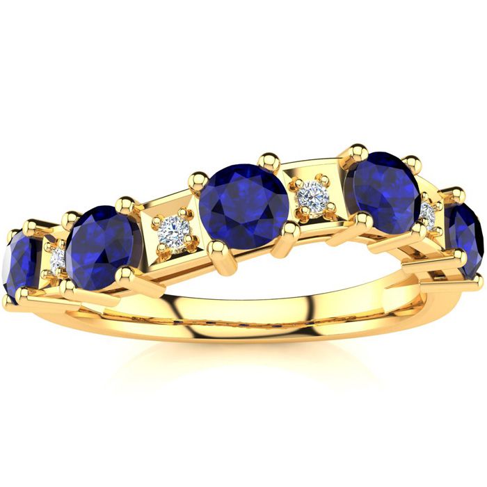 1.5 Carat Sapphire & Diamond Journey Band Ring in Yellow Gold (3.5 g),  by SuperJeweler