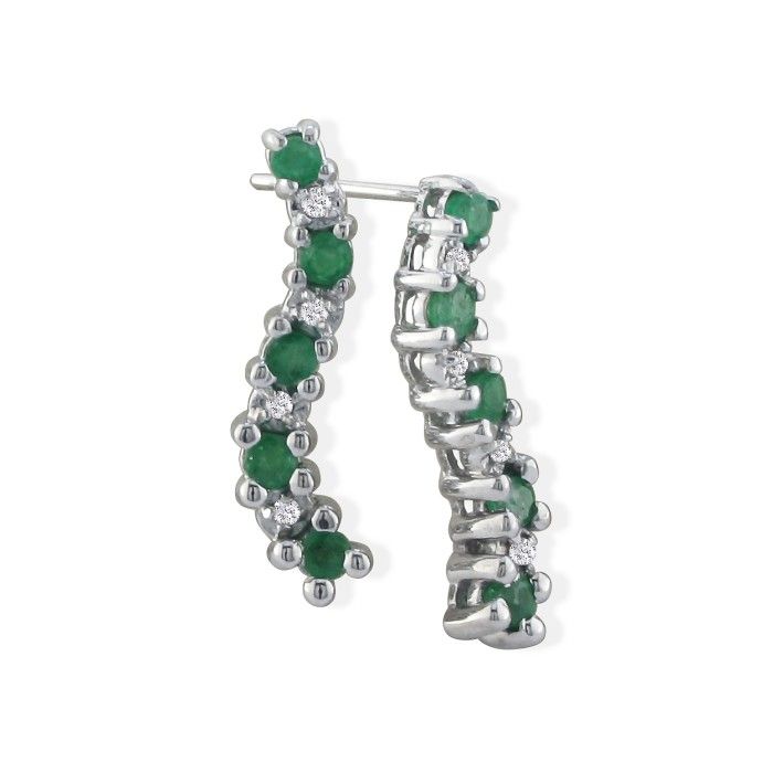 1/2 Carat Emerald Cut & Diamond Earrings in White Gold,  by SuperJeweler