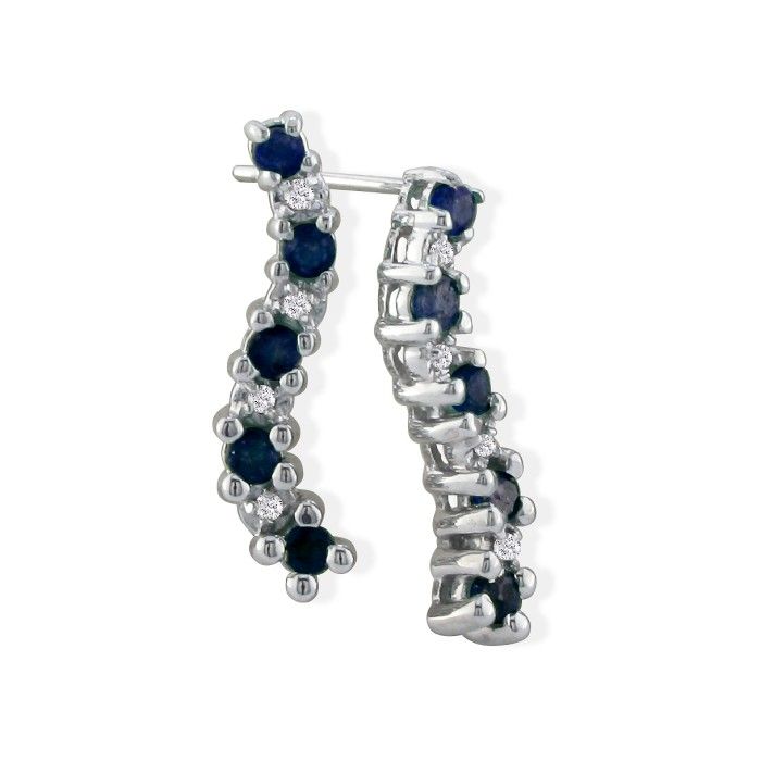 1/2 Carat Sapphire Journey Diamond Earrings in White Gold,  by SuperJeweler