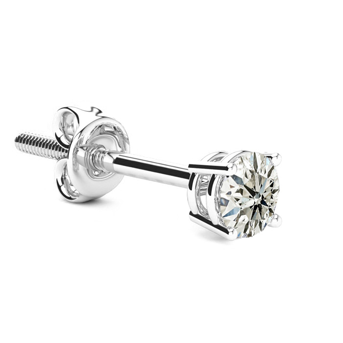 3/8 Carat Single Diamond Stud Earring in 14K White Gold (, I1-I2) by SuperJeweler