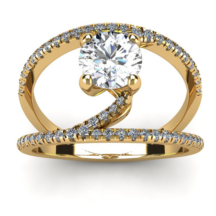 1.50 Carat Open Band Engagement Ring in 14K Yellow Gold (4.6 g) (  I1-I2 Clarity Enhanced) by SuperJeweler