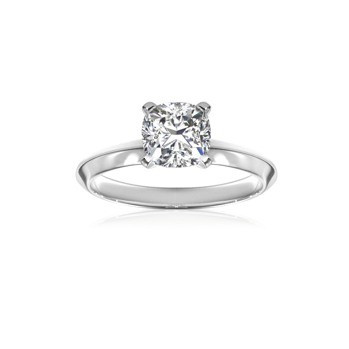 1 Carat Cushion Cut Diamond Solitaire Engagement Ring in 14K White Gold (1.5 g),  by SuperJeweler