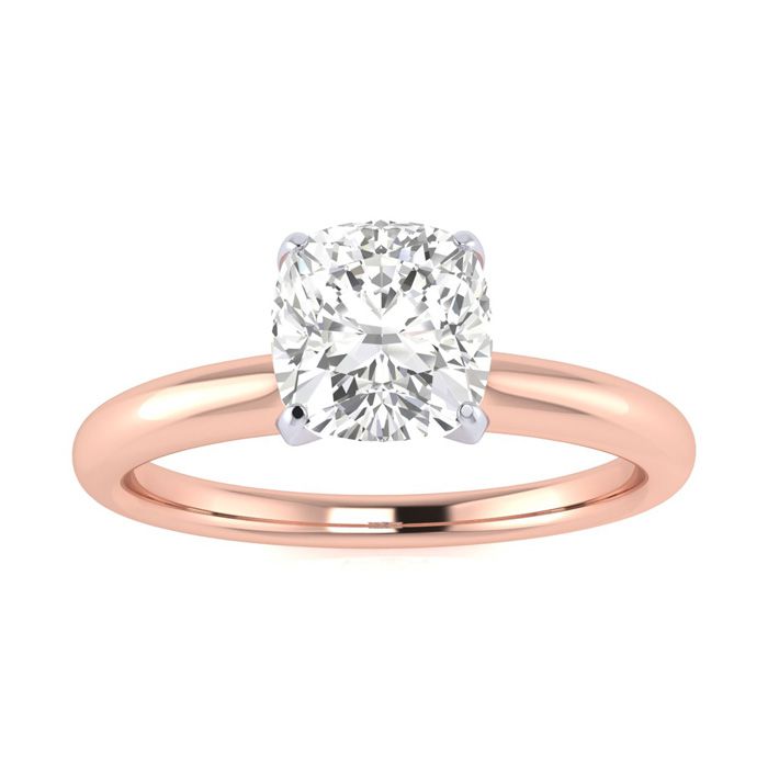 3/4 Carat Cushion Cut Diamond Solitaire Engagement Ring in 14K Rose Gold (1.5 g) (, I1-I2 Clarity Enhanced) by SuperJeweler