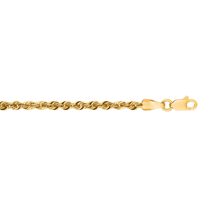 14K Yellow Gold (2.70 g) 2.5mm 16 Inch Light Weight Rope Chain Necklace by SuperJeweler