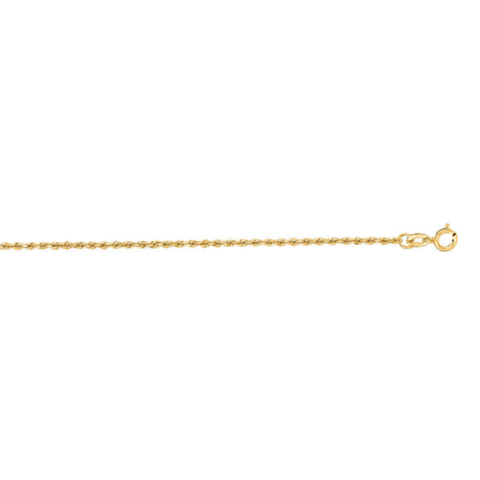 14K Yellow Gold (2.80 g) 1.25mm 18 Inch Solid Diamond Cut Rope Chain Necklace by SuperJeweler