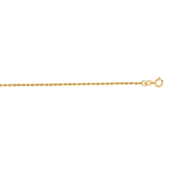 14K Yellow Gold (2.60 g) 1.25mm 20 Inch Solid Diamond Cut Rope Chain Necklace by SuperJeweler