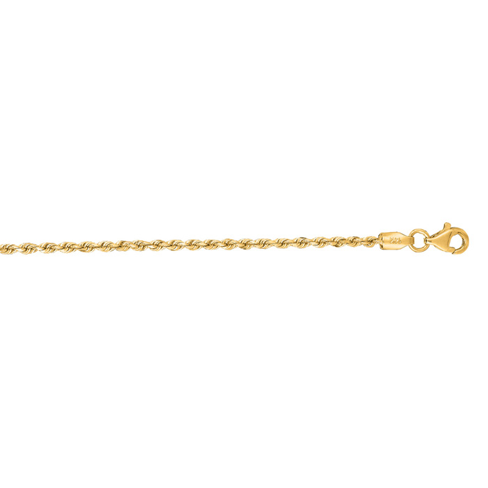 14K Yellow Gold (3.60 g) 2.0mm 16 Inch Solid Diamond Cut Rope Chain Necklace by SuperJeweler