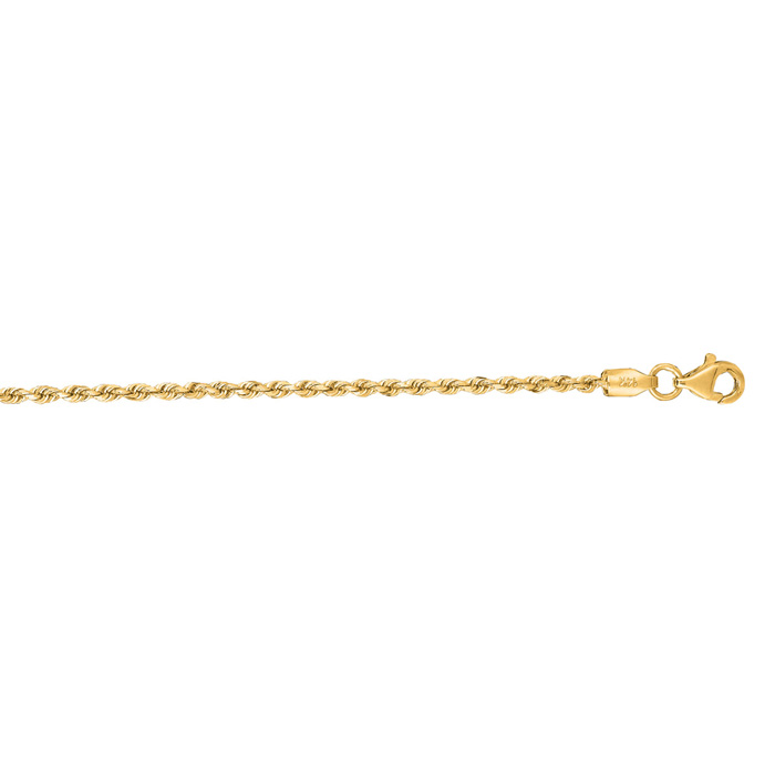 14K Yellow Gold (5.50 g) 2.0mm 24 Inch Solid Diamond Cut Rope Chain Necklace by SuperJeweler
