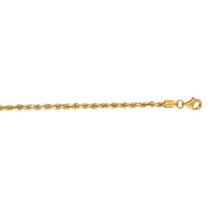 14K Yellow Gold (10.20 g) 2.75mm 20 Inch Solid Diamond Cut Rope Chain Necklace by SuperJeweler