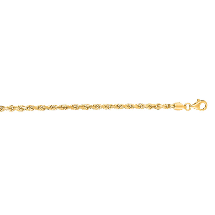 10K Yellow Solid Diamond Cut Rope Chain | LoveBling 4mm / 22 / Yes