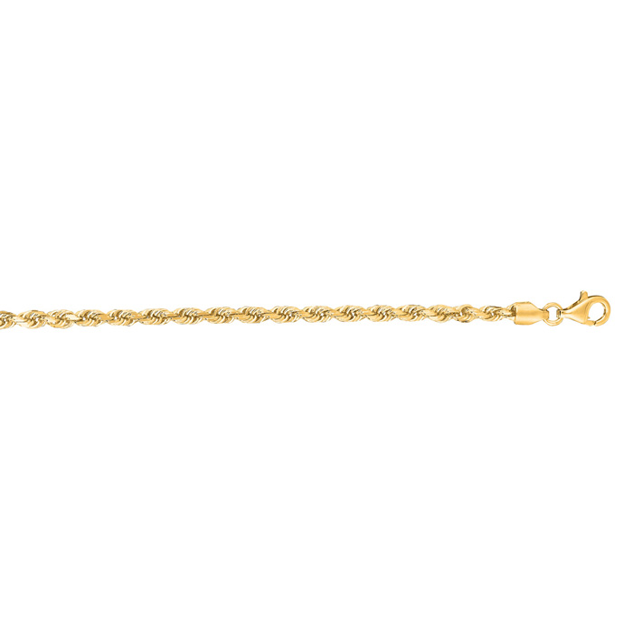 14K Yellow Gold (9.60 g) 3.0mm 16 Inch Solid Diamond Cut Rope Chain Necklace by SuperJeweler