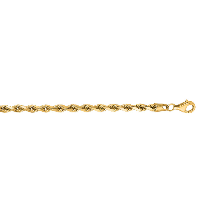 14K Yellow Gold (18.80 g) 4.0mm 18 Inch Solid Diamond Cut Rope Chain Necklace by SuperJeweler