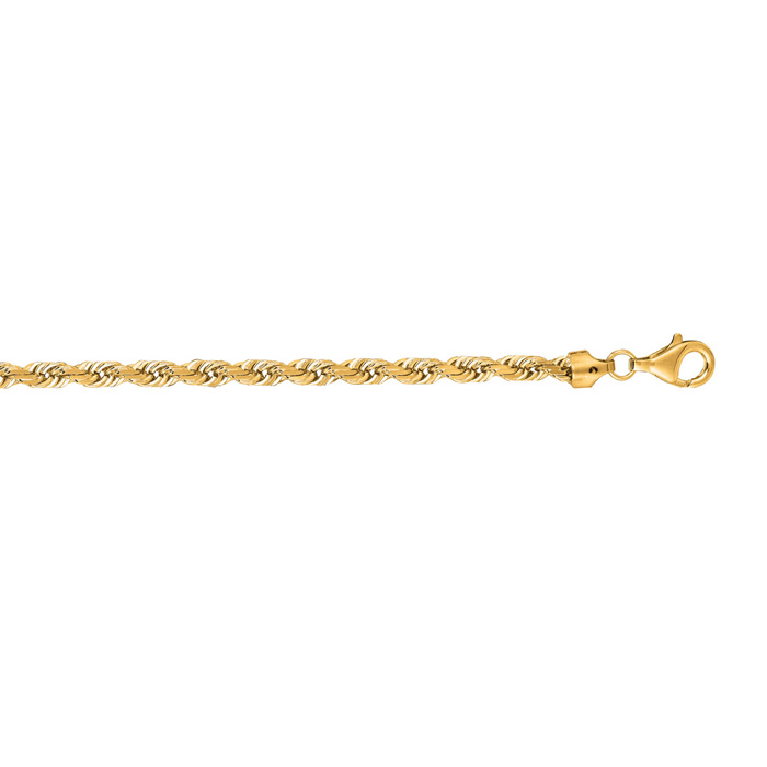 14K Yellow Gold (10.70 g) 5.0mm 8 Inch Solid Diamond Cut Rope Chain Bracelet by SuperJeweler