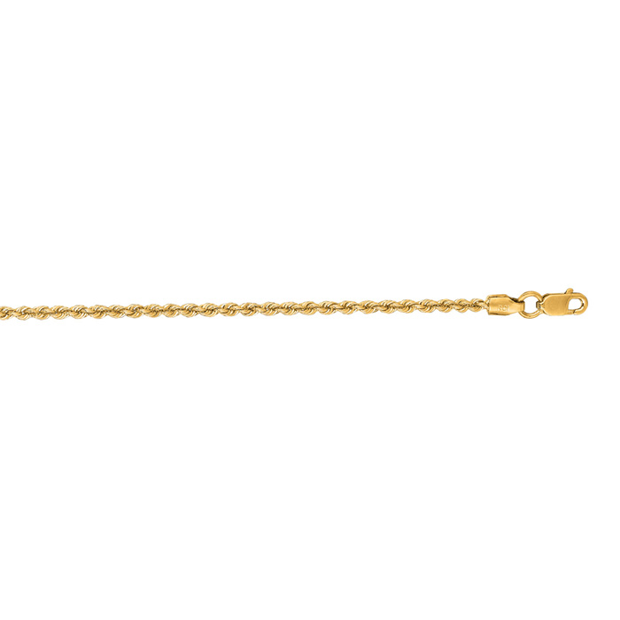 14K Yellow Gold (5.10 g) 2.0mm 16 Inch Solid Rope Chain Necklace by SuperJeweler