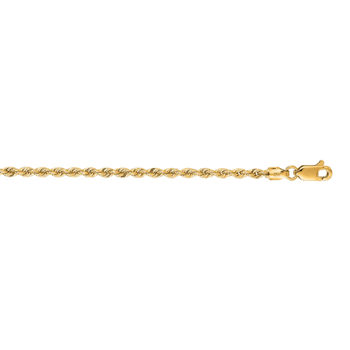 14K Yellow Gold (3.90 g) 2.5mm 7 Inch Solid Rope Chain Bracelet by SuperJeweler