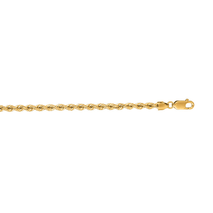 14K Yellow Gold (7.40 g) 3.0mm 8 Inch Solid Rope Chain Bracelet by SuperJeweler