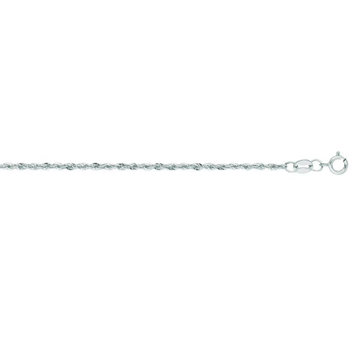 14K White Gold (1.30 g) 1.50mm 16 Inch Light Weight Rope Chain Necklace by SuperJeweler