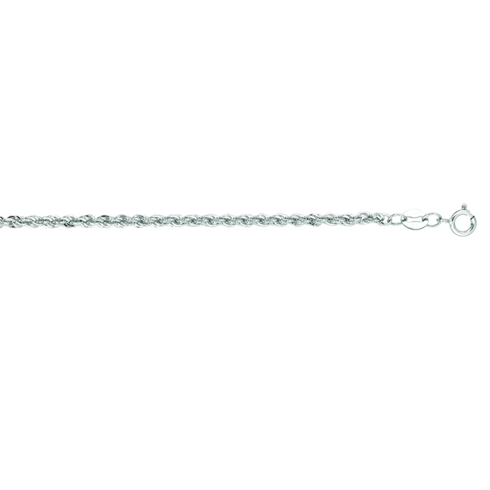 14K White Gold (1.60 g) 2.0mm 16 Inch Light Weight Rope Chain Necklace by SuperJeweler