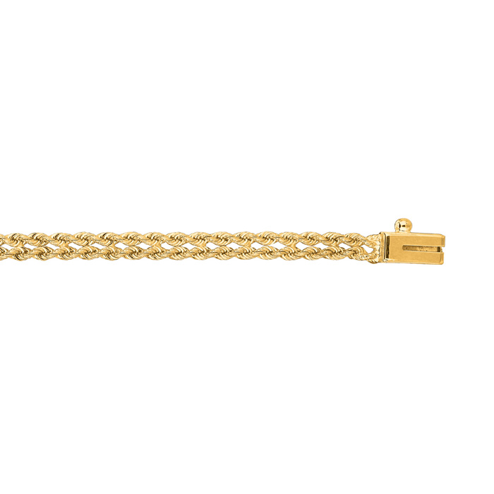 14K Yellow Gold (3.70 g) 3.0mm 7 Inch Double Line Rope Chain Bracelet by SuperJeweler