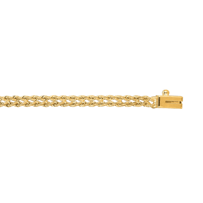 14K Yellow Gold (4.20 G) 3.0mm 8 Inch Double Line Rope Chain Bracelet By SuperJeweler