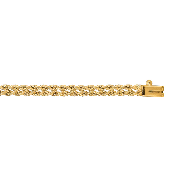 14K Yellow Gold (4.70 g) 4.0mm 7 Inch Double Line Rope Chain Bracelet by SuperJeweler