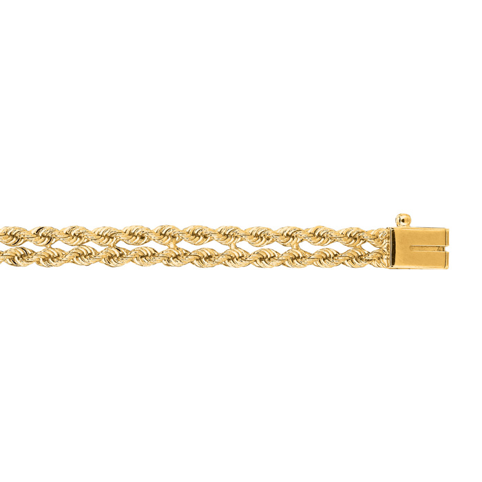 14K Yellow Gold (7.20 g) 5.0mm 7 Inch Double Line Rope Chain Bracelet by SuperJeweler