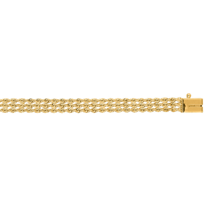 14K Yellow Gold (5.60 g) 4.50mm 7 Inch Multi Line Rope Chain Bracelet by SuperJeweler