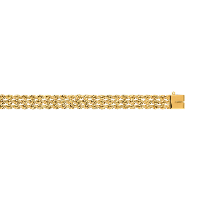 14K Yellow Gold (11.30 g) 7.50mm 7 Inch Multi Line Rope Chain Bracelet by SuperJeweler