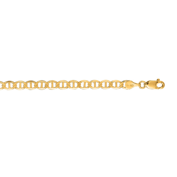 14K Yellow Gold (2.53 g) 4.50mm 7 Inch Diamond Cut Mariner Link Chain Bracelet by SuperJeweler