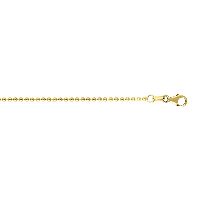 14K Yellow Gold (3.20 g) 1.50mm 16 Inch Non Diamond Cut Shiny Bead Chain Necklace by SuperJeweler