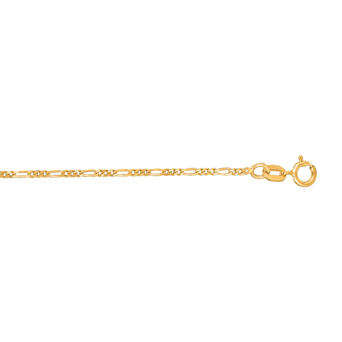 14K Yellow Gold (1.36 G) 1.30mm 16 Inch Diamond Cut Classic Figaro Chain Necklace By SuperJeweler