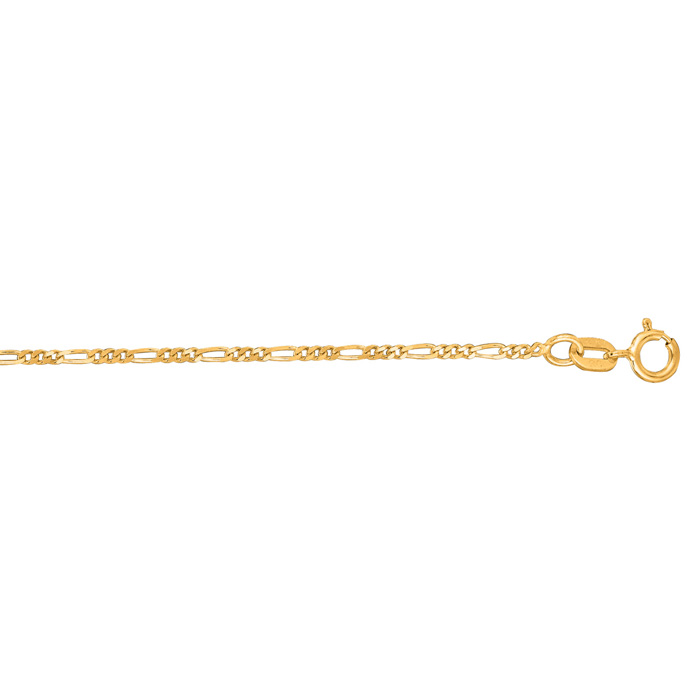 14K Yellow Gold (1.20 g) 1.90mm 7 Inch Diamond Cut Classic Figaro Chain Bracelet by SuperJeweler