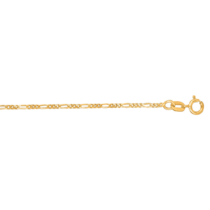 14 Karat Yellow Gold 1.90mm 16 Inch Diamond Cut Classic Figaro Chain